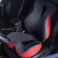 Vista 4 de Cojín para silla de oficina, almohadilla de asiento de espuma viscoelástica para alivio de espalda y ciática (color: azul y gris)