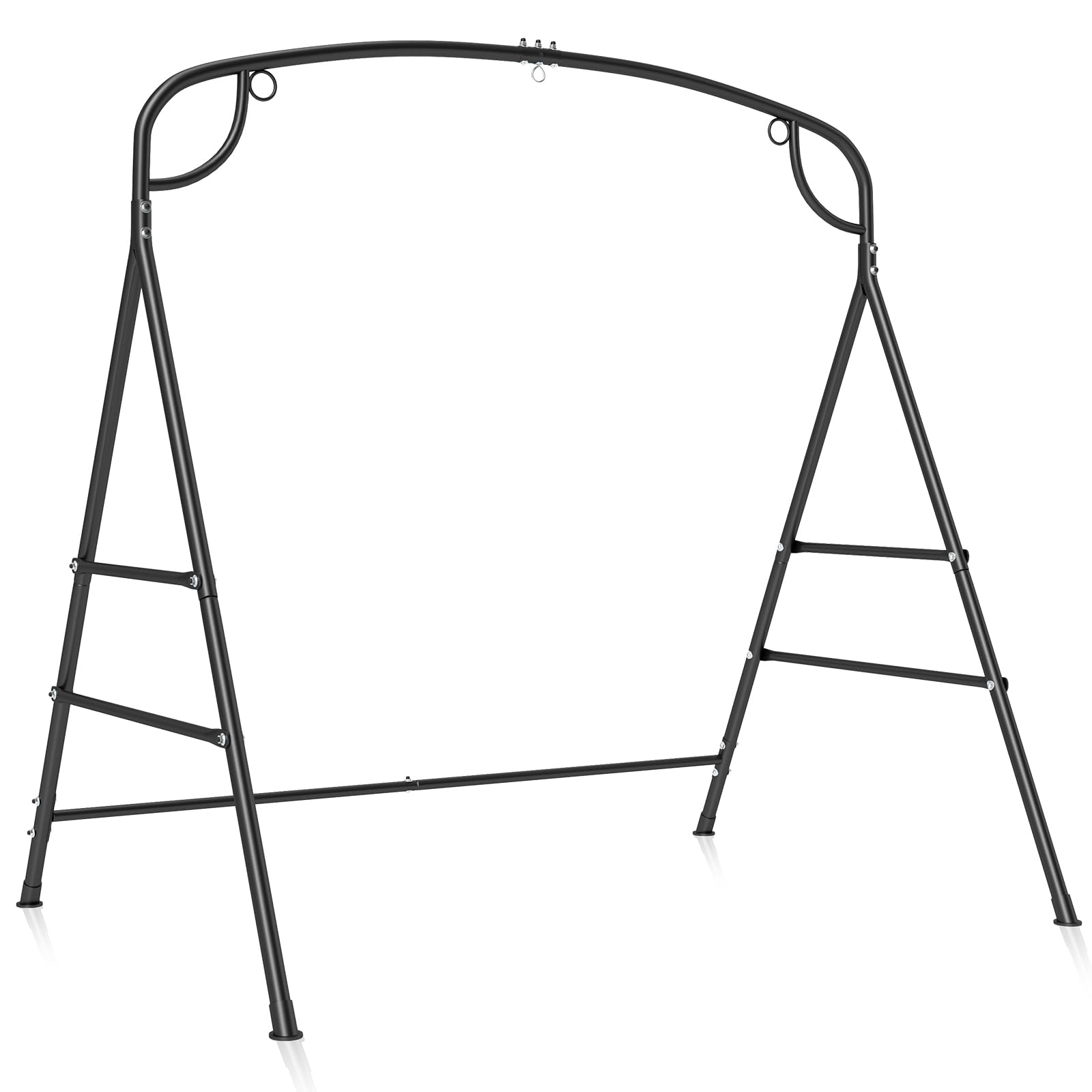 Tangkula Struttura a dondolo in metallo, supporto per dondolo con barre laterali extra, design a 3 anelli, telaio ad A resistente, telaio ad A, per esterni, prato, giardino, cortile
