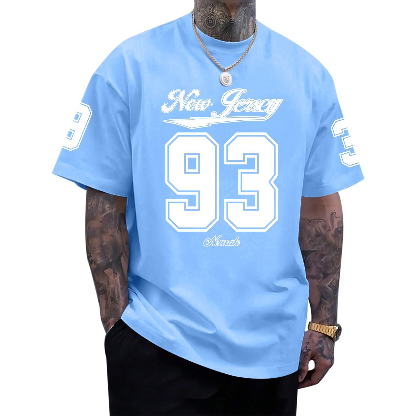 Men's Jersey Shirt Number Graphic Tee Oversized Y2k Streetwear New Jersey T Shirts Summer Short Sleeve Tops