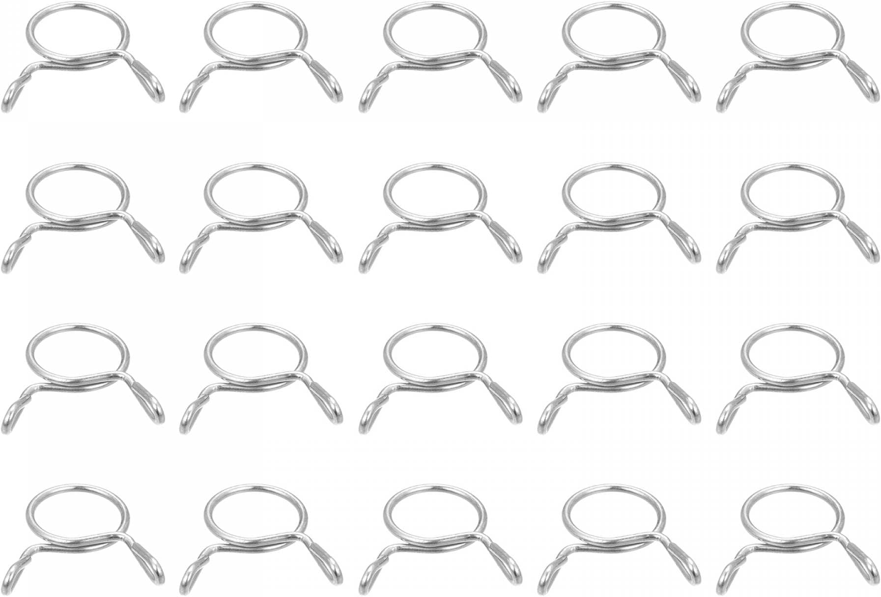 uxcell Fuel Line Hose Clips, 20pcs 9mm ID Fit 10-10.5mm OD Hose 304 Stainless Steel Water Pipe Air Tubing Spring Hose Clamps for Motorcycle Scooter