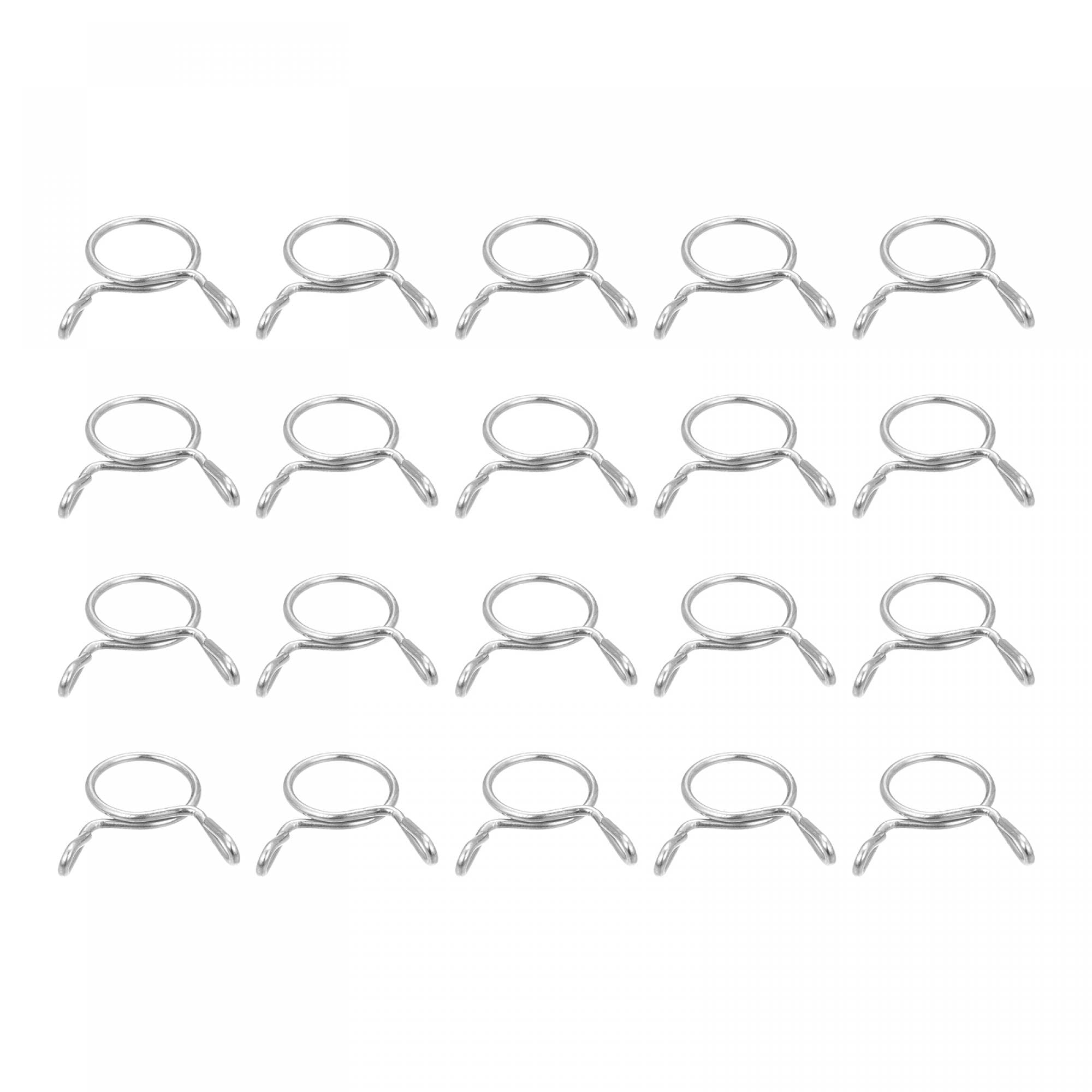 uxcell Fuel Line Hose Clips, 20pcs 9mm ID Fit 10-10.5mm OD Hose 304 Stainless Steel Water Pipe Air Tubing Spring Hose Clamps for Motorcycle Scooter