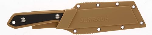 Miniatura 2 de Schrade Cuchillo Frontier de hoja fija de 4.5 pulgadas con hoja de óxido negro de acero 3CR13 con orificio para cordón y funda de polímero duro para