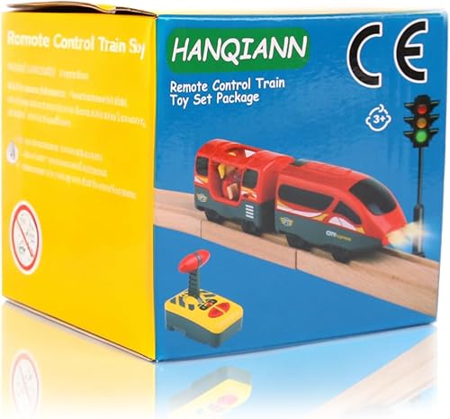 Vista 18 de Tren eléctrico de juguete con control remoto para vías de tren de madera, funciona con pilas, tren de locomotora, vehículos magnéticos de tren bala