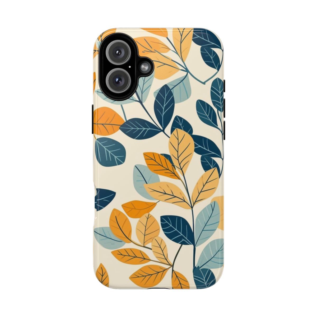 Coque iPhone 16 Plus rigide motif feuille colorée bleue brillante - 5