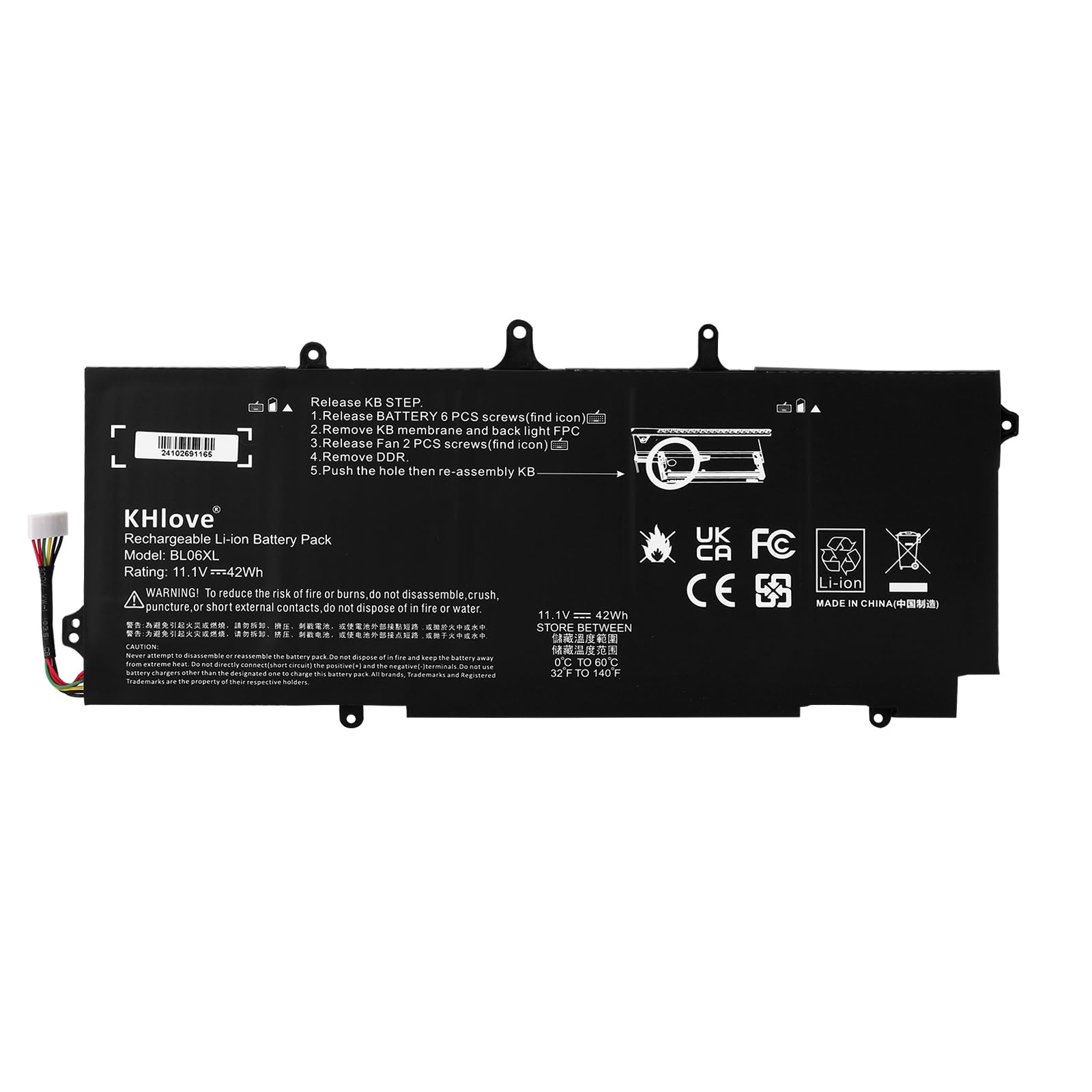 42Wh BL06XL Batteria per HP EliteBook Folio 1040 G1 1040 G2 Series BL06042XL BLO6XL HSTNN-IB5D 722236-171 722236-1C1 722236-271 722236-2C1 722297-001 722297-005 HSTNN-DB5D W02C Battery