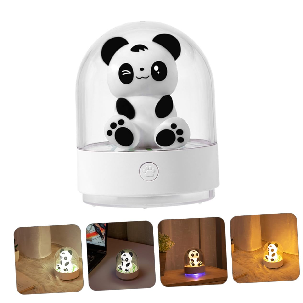 2 Piezas Lámpara Nocturna Infantil USB con Aroma Diseño Panda Luz LED Recargable para Dormitorio y Habitación