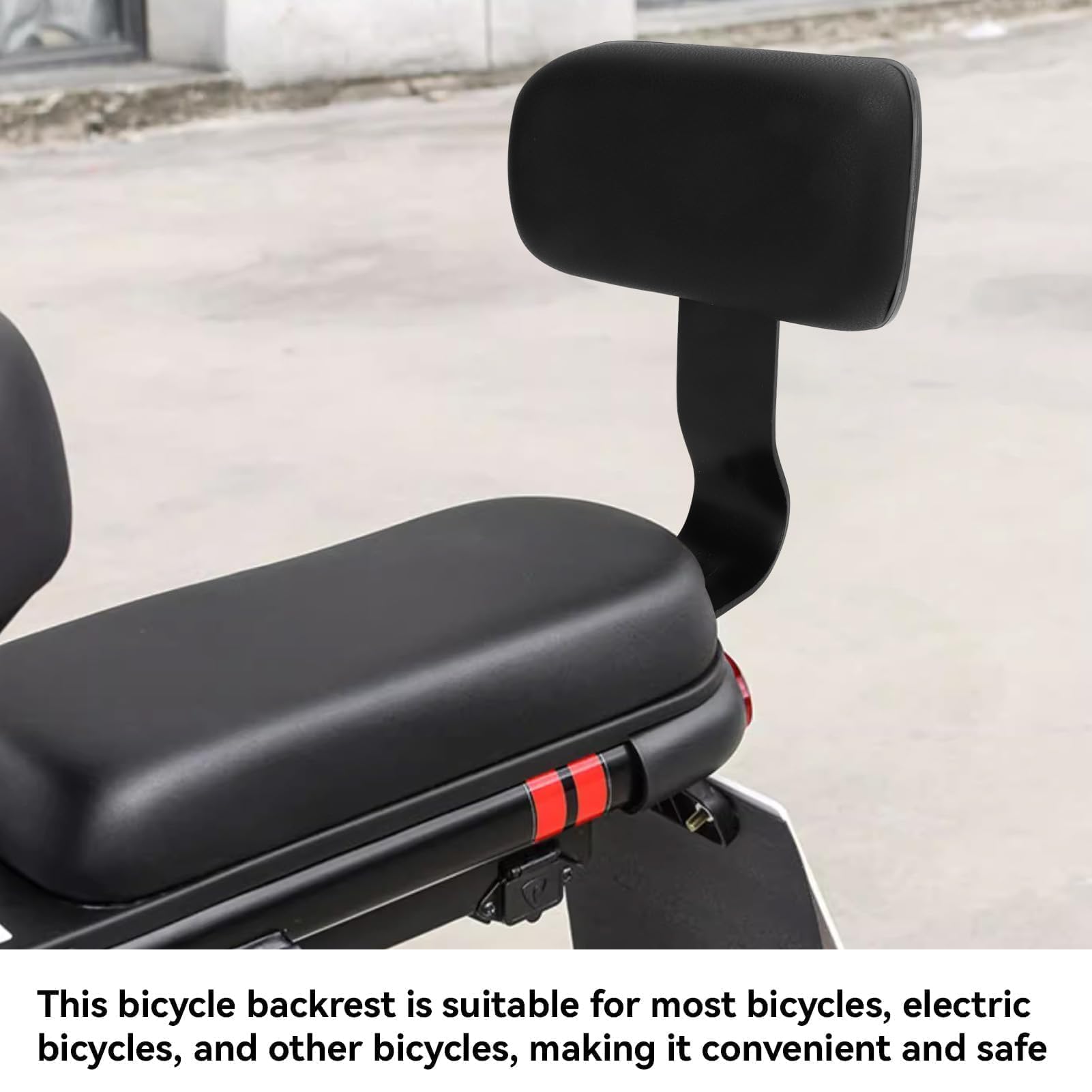 Agatige Schienale per Bici Elettriche, Schienale Passeggero Posteriore Universale in Pelle con Supporto in Metallo Pezzo di Ricambio per Bici Elettriche