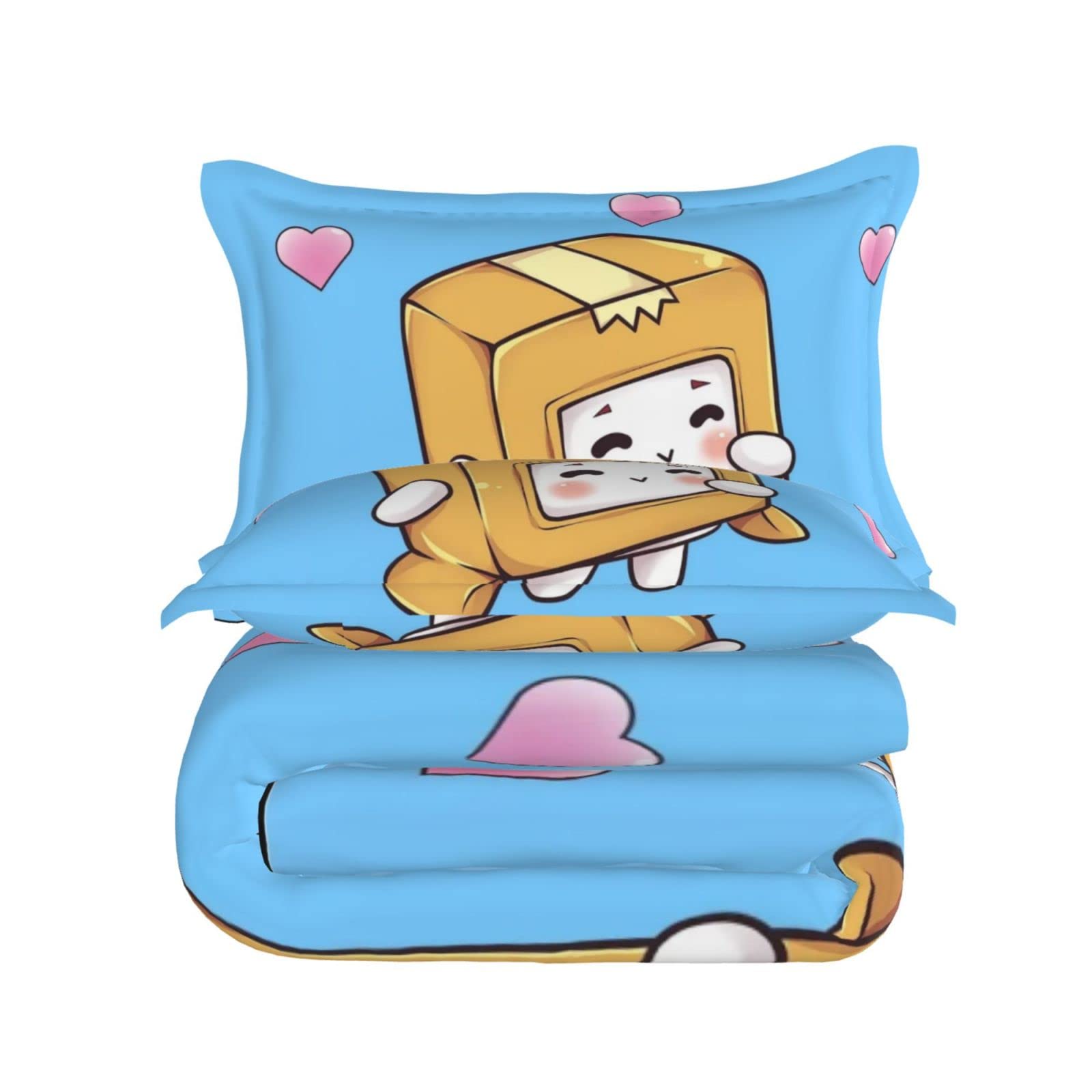 Xinchangda Lankybox Anime Theme Print Comforter Cover Single/Double/King Duvet Cover and Pillowcase 3 Pieces Bedding Set for Kids Adult