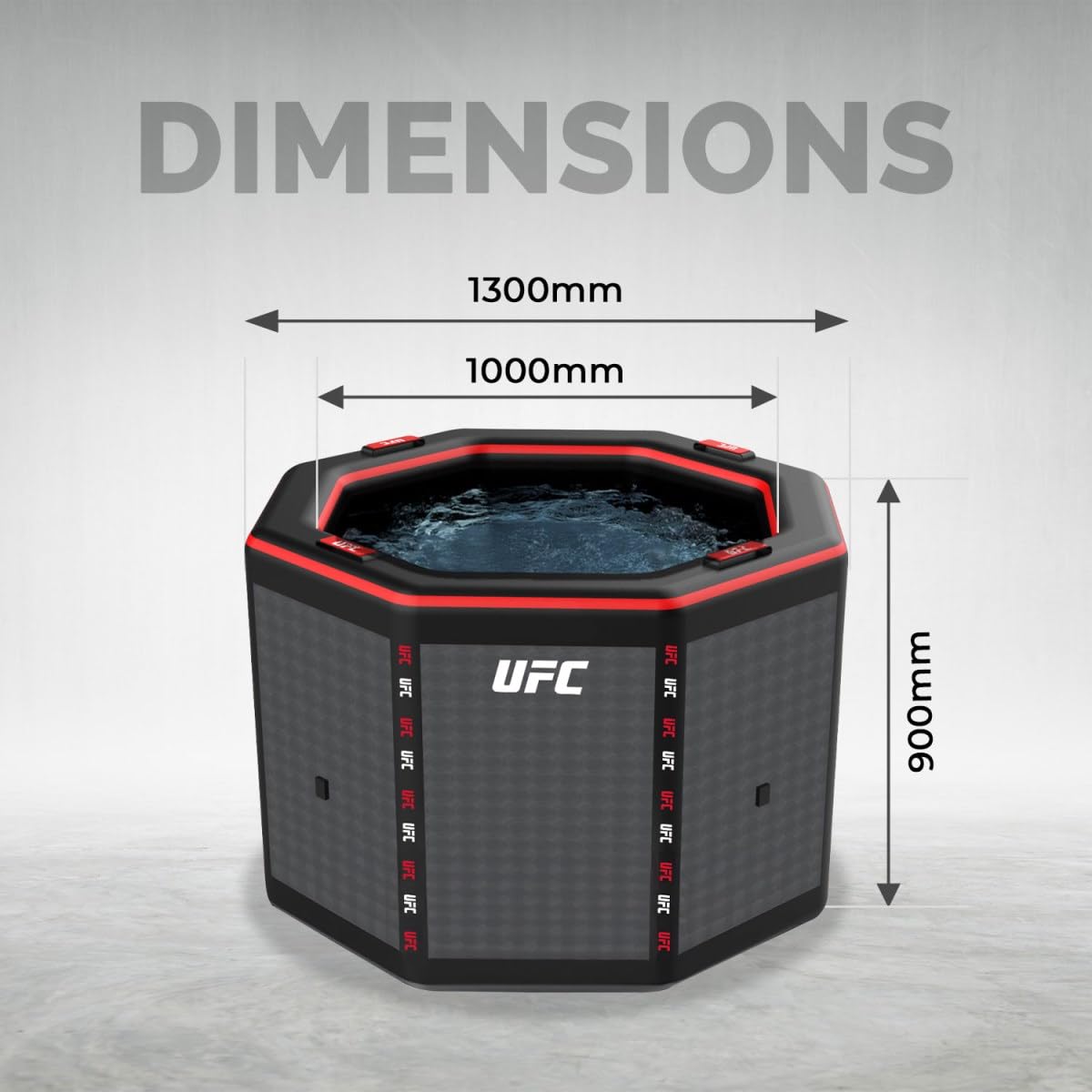 N NETSPA Pack Chiller 3-40°C 3kw Ice Bath Octagon UFC (SP-UFC250-CK3) - Bagno Freddo Dropstitch Terapia Freddo Nuova Generazione - 130 x 90 cm - 1 Persona 357 L
