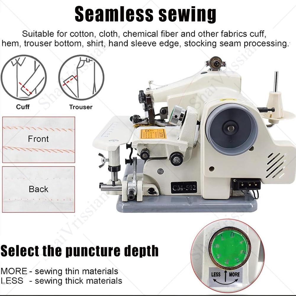 Máquina Coser Modista Dobladillo Profesional,Máquina Acolchado Prendas,1200 RPM Velocidad Máxima,Puntada De Una Aguja,Alteraciones Dobladillo Pantalones
