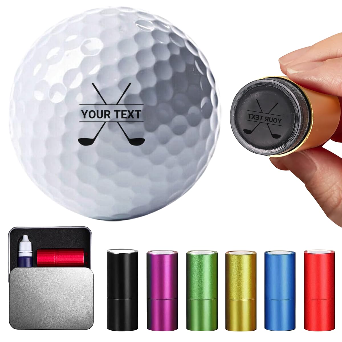 SuSuTiFy Personalized Golf Ball Stamp Custom Name Logo Monogram Self-Inking Stamper Reusable Waterproof Quick-Dry Golf Ball Marking Gifts for Golfers Dad Husband Boyfriend, 20 Designs Options