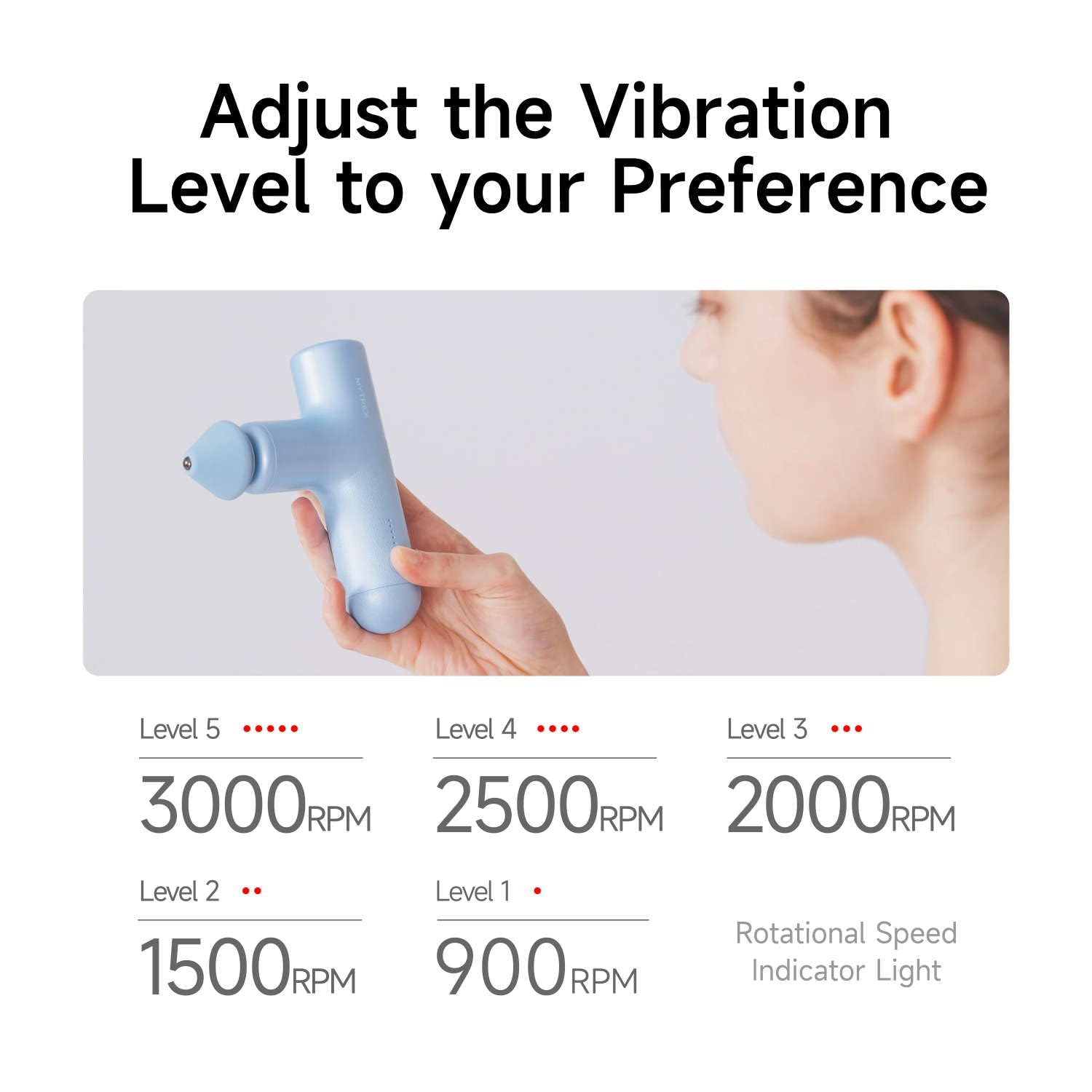 MYTREX Rebive Air Mini Pistola Massaggiante Muscolare per Corpo con 5 Livelli di Intensità di Vibrazione e 5 Testine Intercambiabili | Dispositivo Elettrico Professionale per Sollievo Muscolare | 5 testine intercambiabili per corpo e viso, design ultraleg