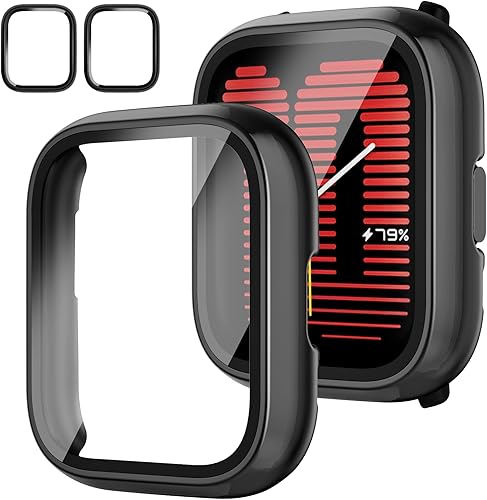 Miniatura 1 de Rc-Z Funda protectora de pantalla para reloj inteligente activo Amazfit, paquete de 2 protectores de policarbonato duro con película de vidrio