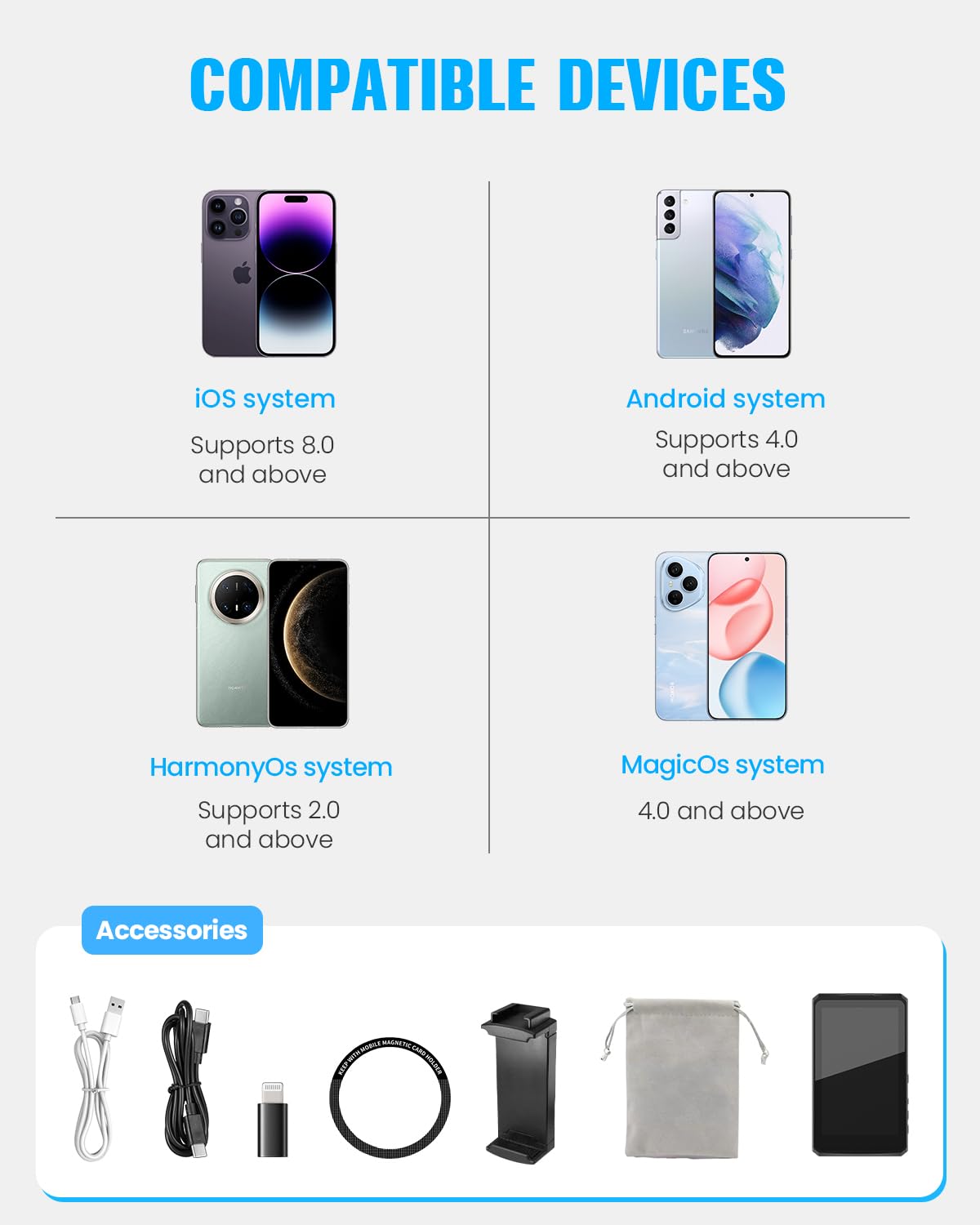 Selfie Monitor Schermo per Telefono, 4K Wireless Magnetico Telecamera Posteriore Monitor per iPhone, Batteria 3H, Altoparlante Integrato per Youtube TikTok Live