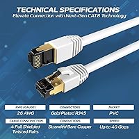 Vista 3 de Cables Direct Online Cable de Parche Ethernet SFTP Cat8 Amarillo de 7 Pies 40Gbps 2000Mhz Conexión Cobre Blindado 26AWG RJ45 Retrocompatible