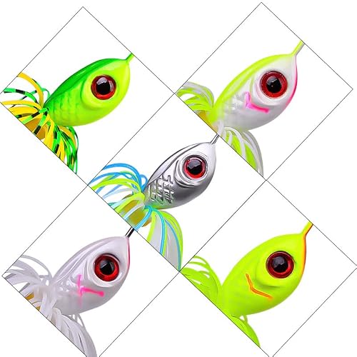 5Pcs Spinner Baits For Bass Fishing Hard Metal Spinnerbait Bass Fishing Lures For Saltwater Freshwater Jig Spinner Lures For Trout Walleye Salmon Pike (3/8Oz Buzz Baits) #TOP5