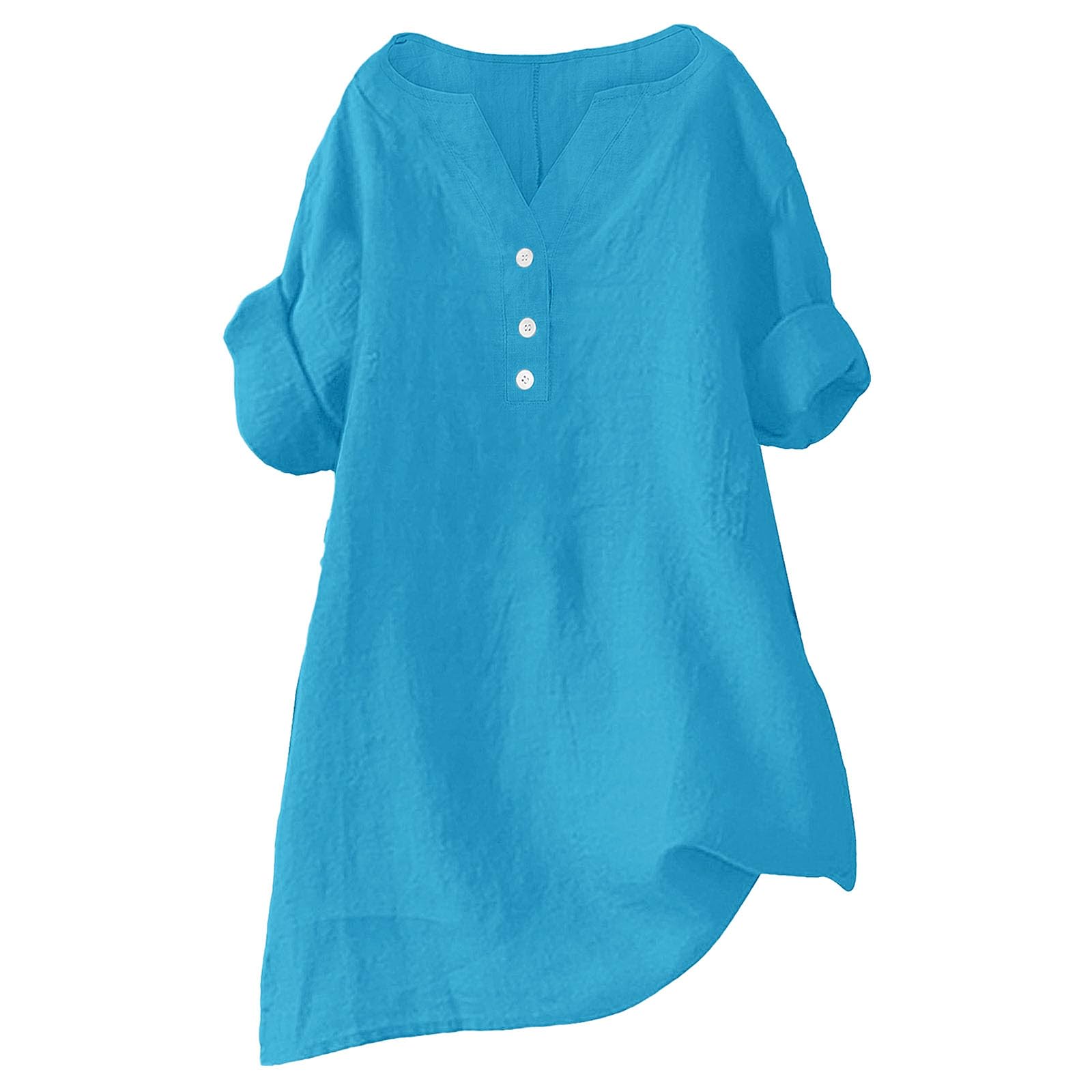 Nantdog Womens Cotton Linen Shirts 2025 Gauze Short Sleeve V Neck Button Down Tops Vacation Travel Summer Beach Blouse Tunic