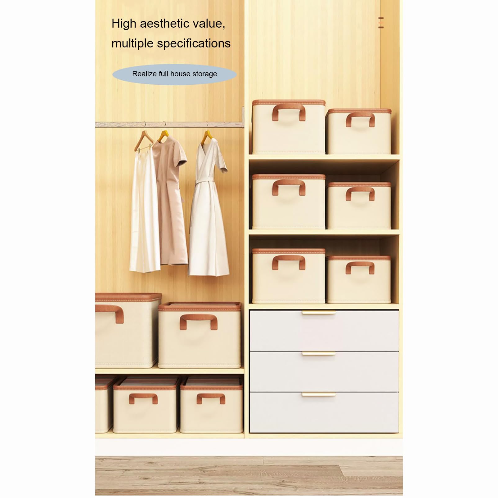 Organizador de Cajones para Ropa, Caja de Almacenamiento de Tela, Cubos Divisores de Armario Plegables para Calcetines, Ropa Interior, Corbatas, Bufandas, Camisas, 4 Uds