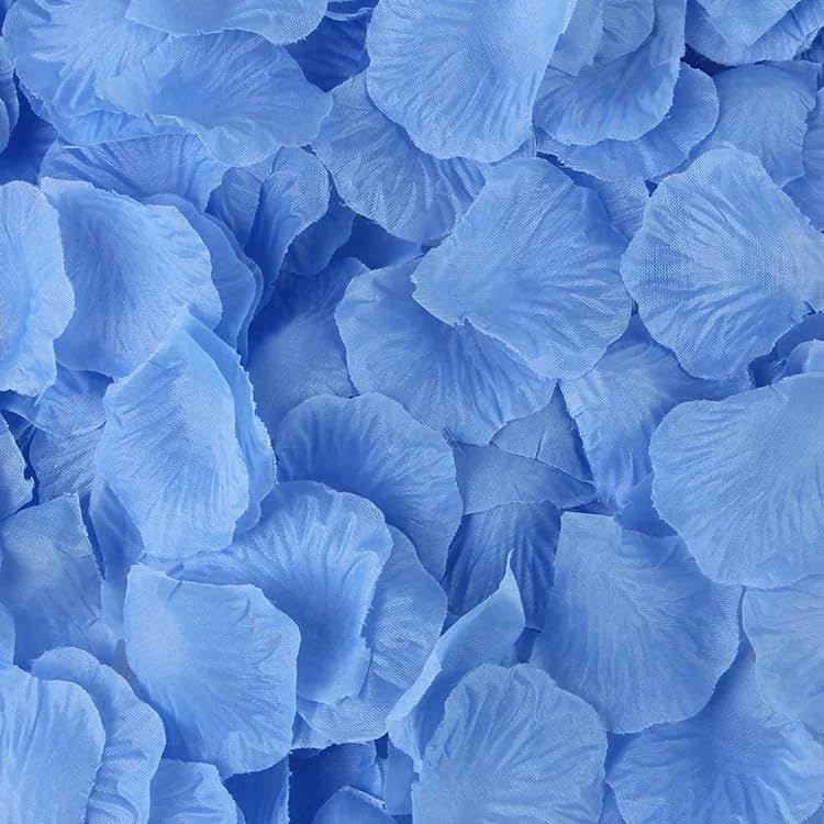 Pétales de rose artificielles bleu ciel en soie : ne flétrissent pas, 300 pièces