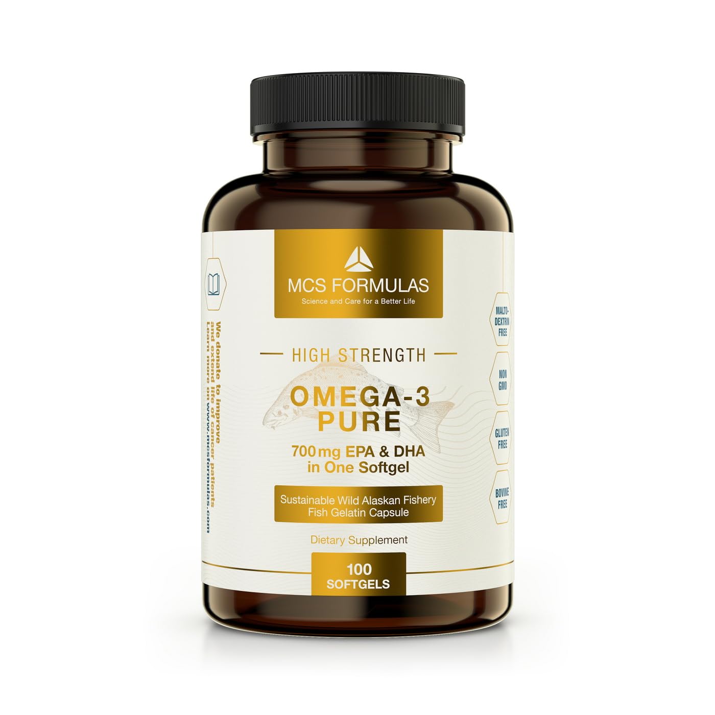 Omega-3 Pure, 700mg DHA & EPA, Sustainable & Traceable, No Fish Taste or Smell