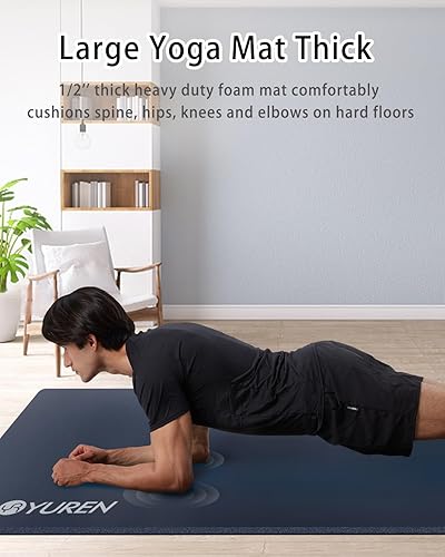 Miniatura 3 de Tapete de yoga grueso y ancho para mujeres y hombres, tapete de ejercicio grande de 78 x 35 pulgadas, tapete de entrenamiento para gimnasio en casa,