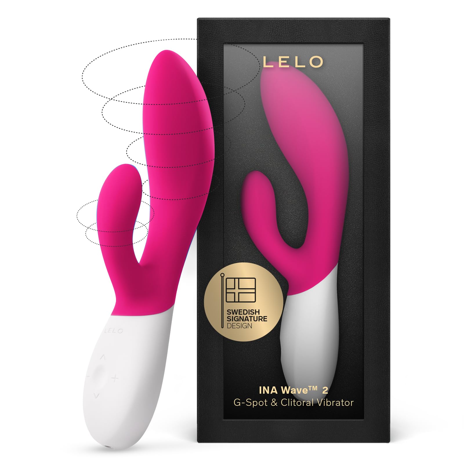 LELO INA WAVE 2, Juguete Erótico de Doble Acción, Conejito Vibrador para Mujer con Tecnología WaveMotion y 12 Modos de Placer, Cerise