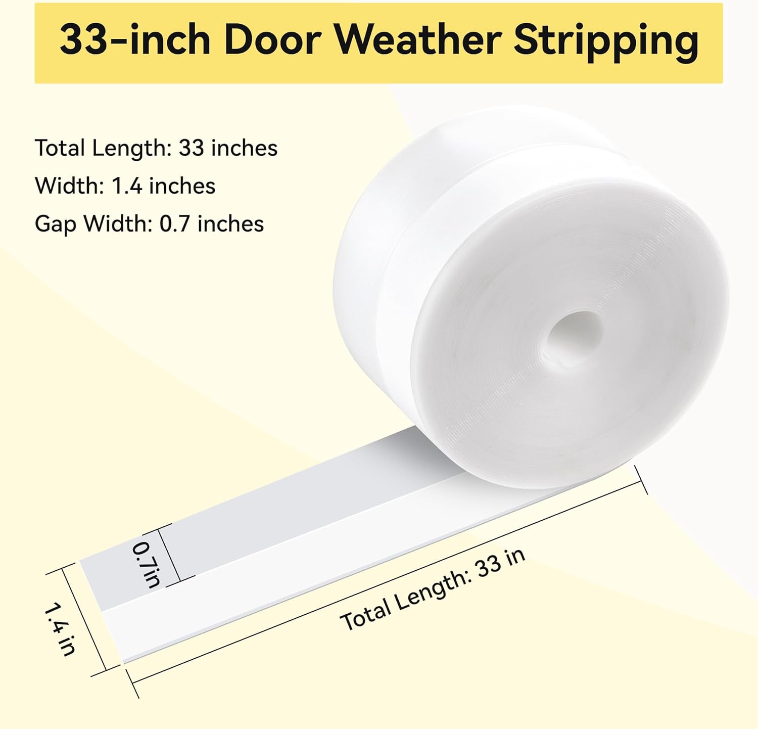 33 Foot Door Draft Stopper, 35mm Wide Window Sealing Tape, Adhesive Silicone Weather Stripping Door Seal, Thickened Gaps Draft Seal Tape for Doors, Window, Shower Door (Transparent, 1.4‘’-33 Foot)