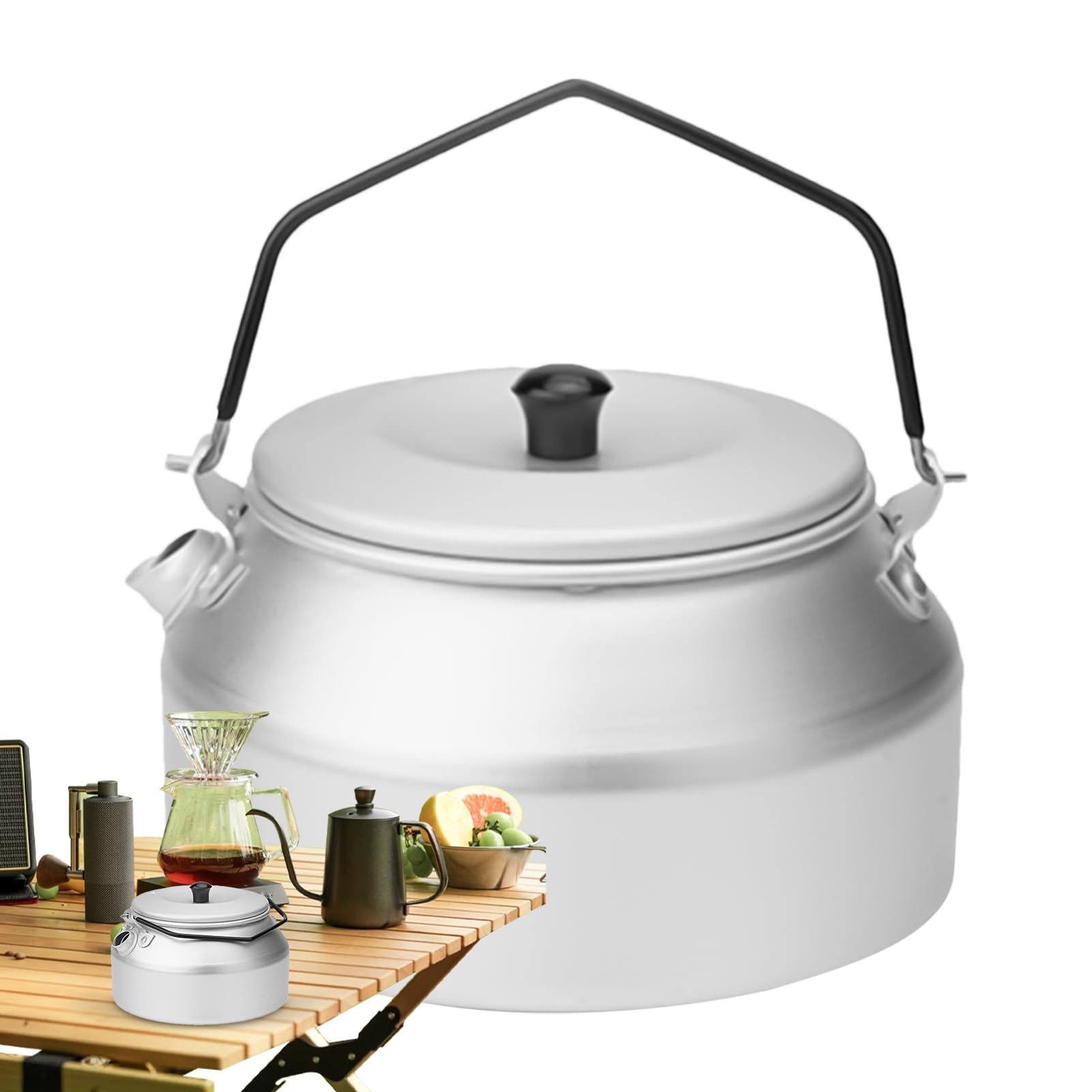 Bouilloire de camping en aluminium 1L, ustensile de cuisine portable de randonnée