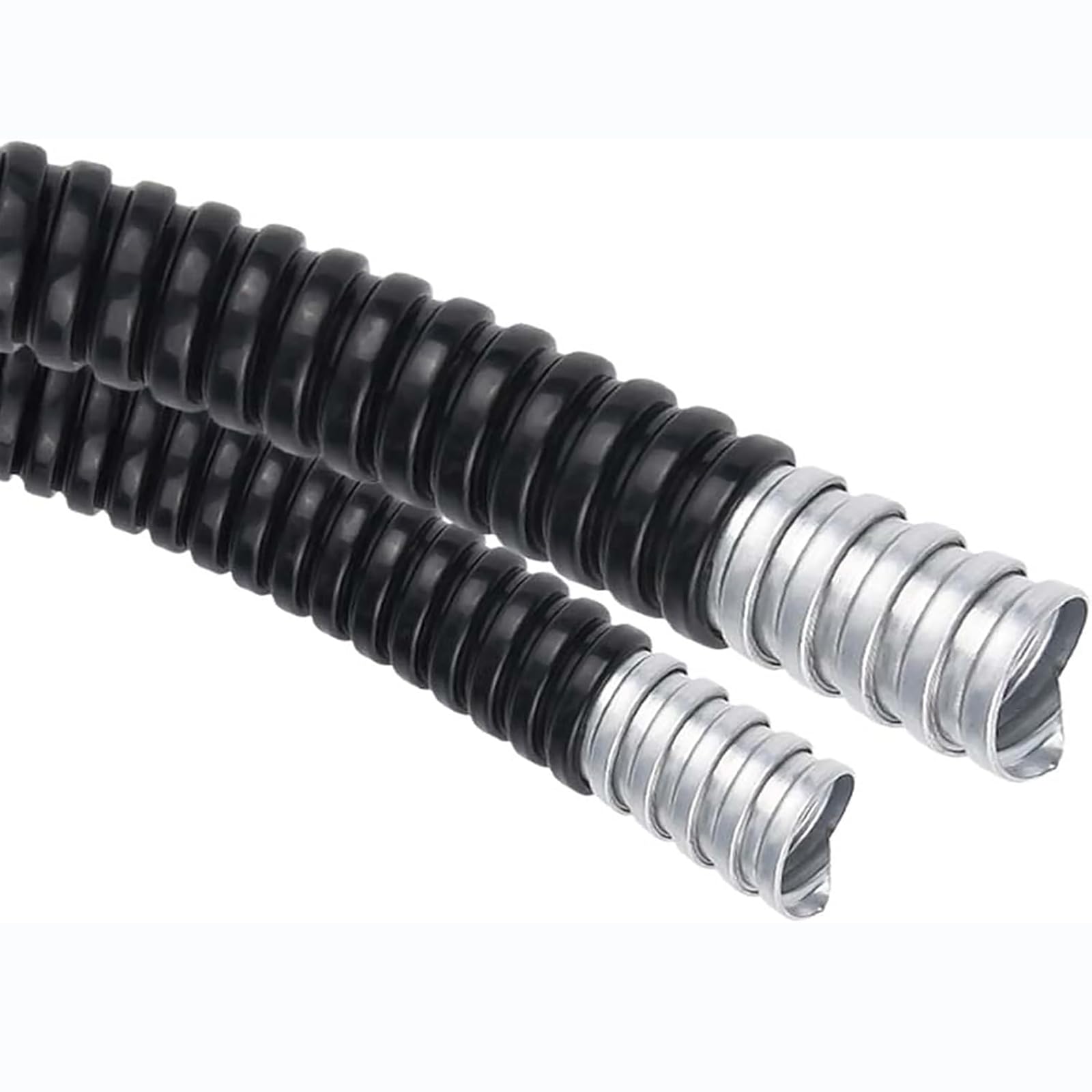 Manguera de metal recubierta de plástico negro, línea de cable de tubería flexible corrugada roscada impermeable, protector de manga, funda de cable (23 * 26mm, 20m)