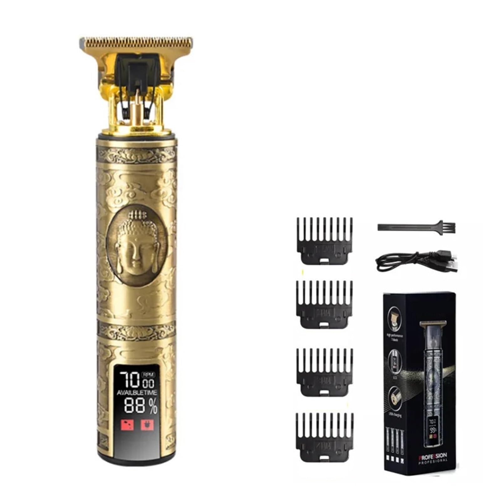 Rasoi T9 USB Elettrico Barbiere Ricaricabile Nuovo Barbiere Uomo Rasoio Rasoio Capelli Rasoio Professionale Mega Zero Macchina di Finitura Rasoio Ceramica (LCD Buddha)