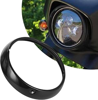 7" Motorcycle Headlight Lamp Trim Ring Cover Headlight Assembly Fit for Touring Road King Electra Glide Street Glide Tri Glide FLHT FLHR (Black)