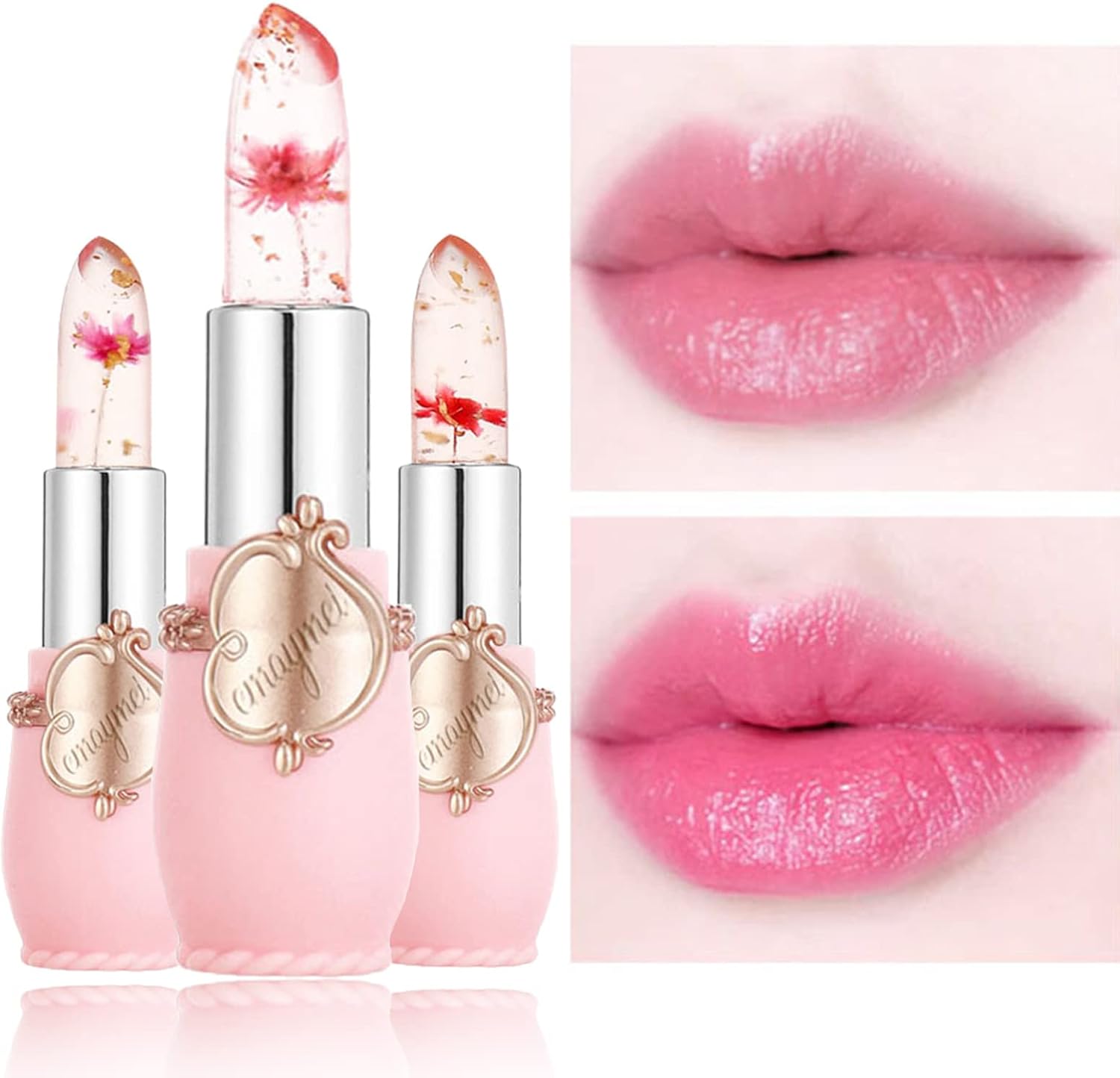 Lip Gloss Tinted Lip Balm,Lip Gloss Jelly Dried Flower Colour Changing Lip Balm,Moisturising Lip