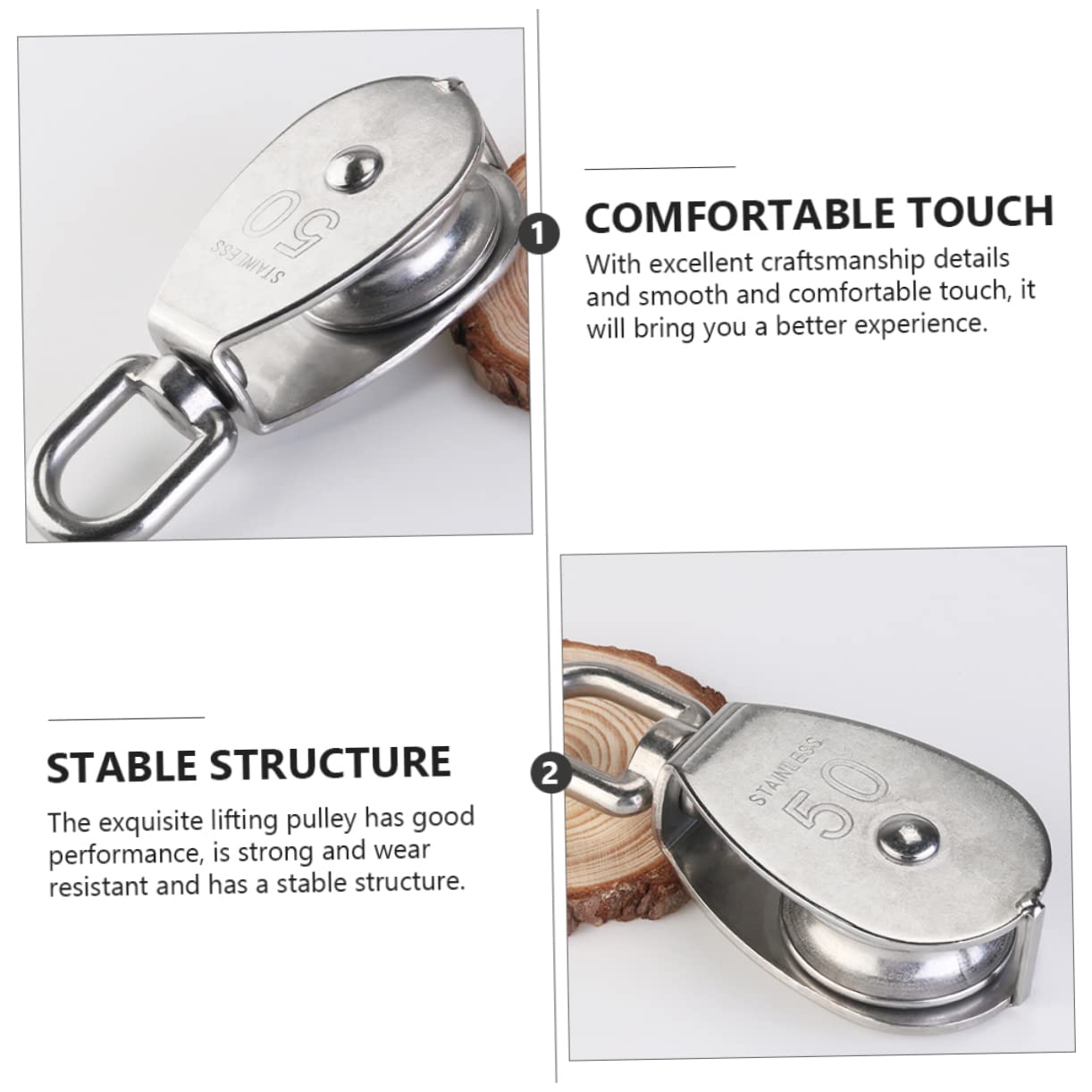 Stainless Steel Bearing Pulley 2pcs Fixed Lifting Rope Sheave