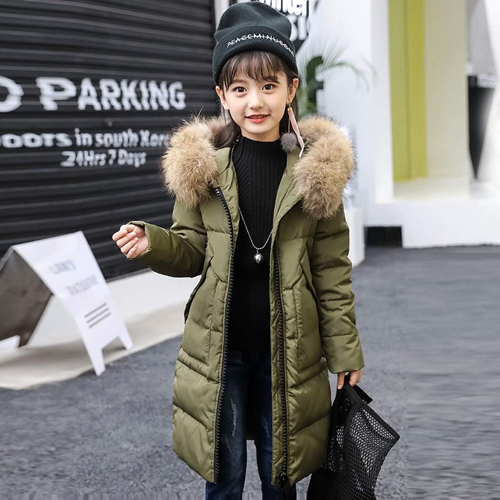 Baby Boy Clothes Kids Girls Winter Faux Hooded Down Coat Jacket Padded Overcoat (Army Green, 11-12 Years)
