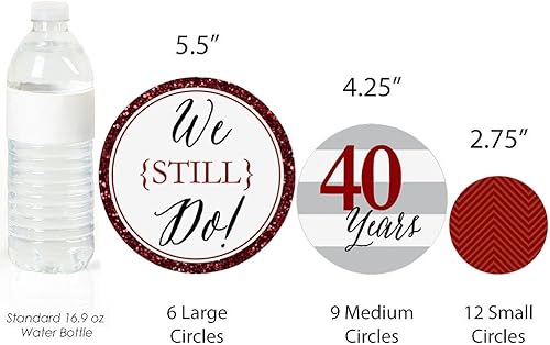 Miniatura 3 de Big Dot of Happiness We Still Do - Decoración de fiesta de confeti de círculo gigante para 40 aniversario de boda, 27 unidades
