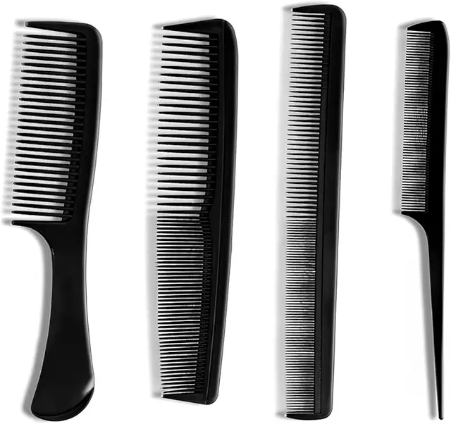 Ensemble de 4 Peignes à Cheveux Professionnels Antistatiques et Résistants à la Chaleur