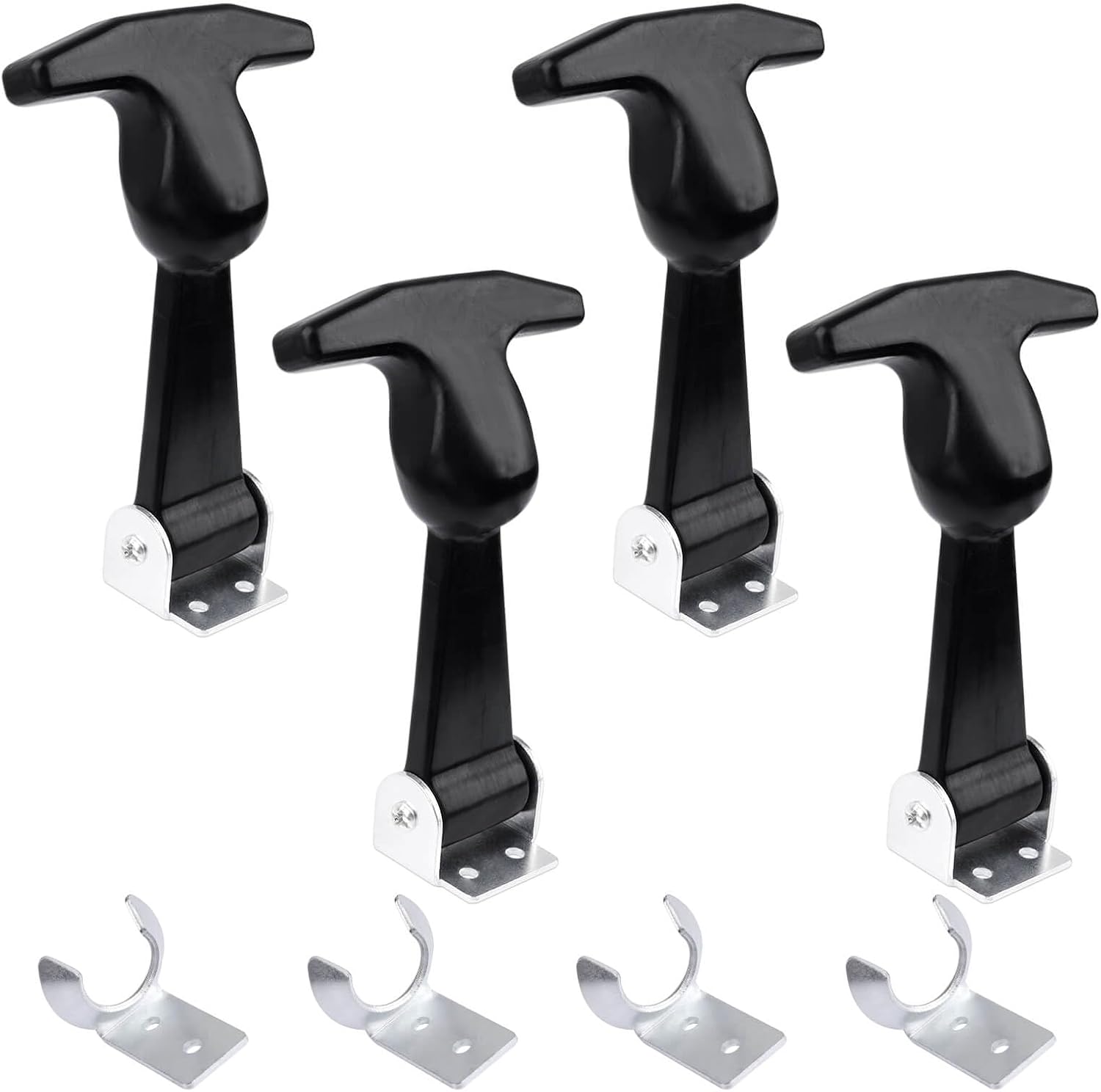 Rubber Hood Latch, 4.9 in T-Handle Draw Latch with Bracket - 4 Pack