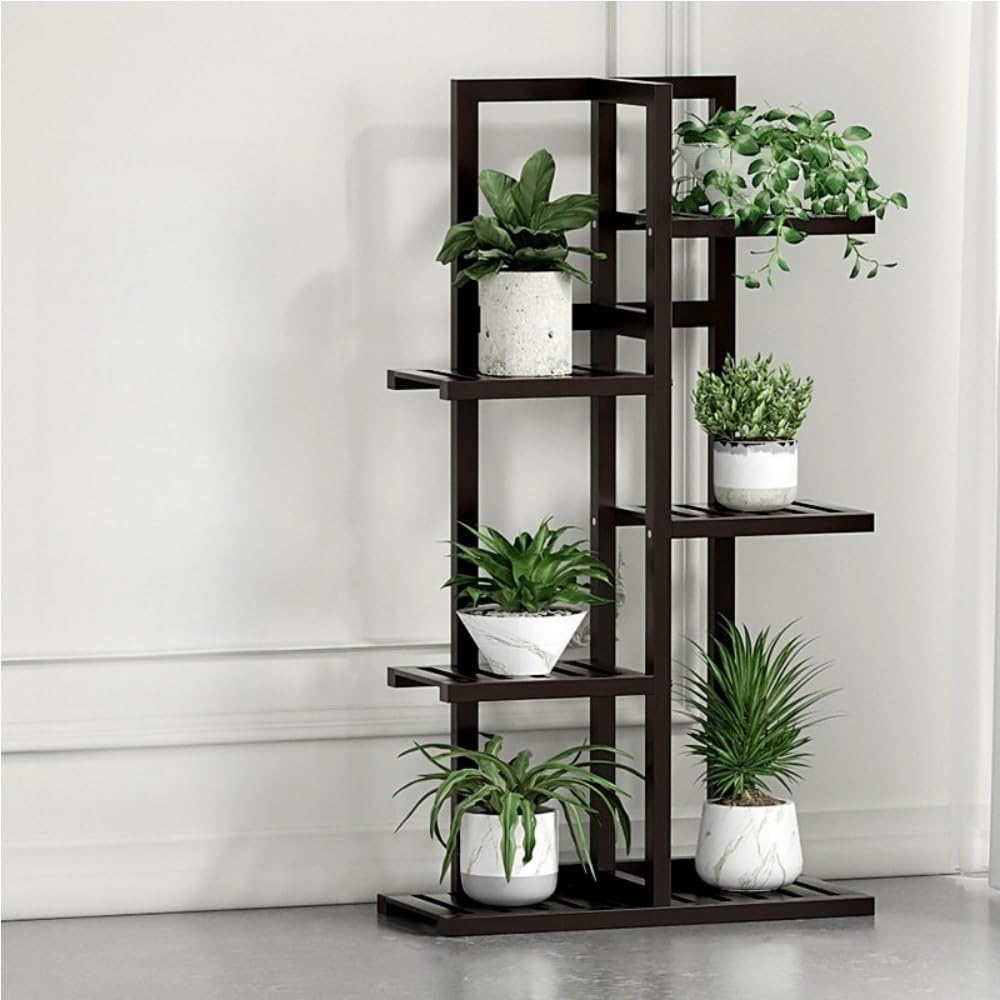Goxyffmnv Flower Pot Rack, Plant Storage Rack, Wooden Flower Stand, Simple Plant Stand, Multi-layer Display Rack for Living Room, Balcony, Corridor(Black,15.8*8.3*40.2IN)
