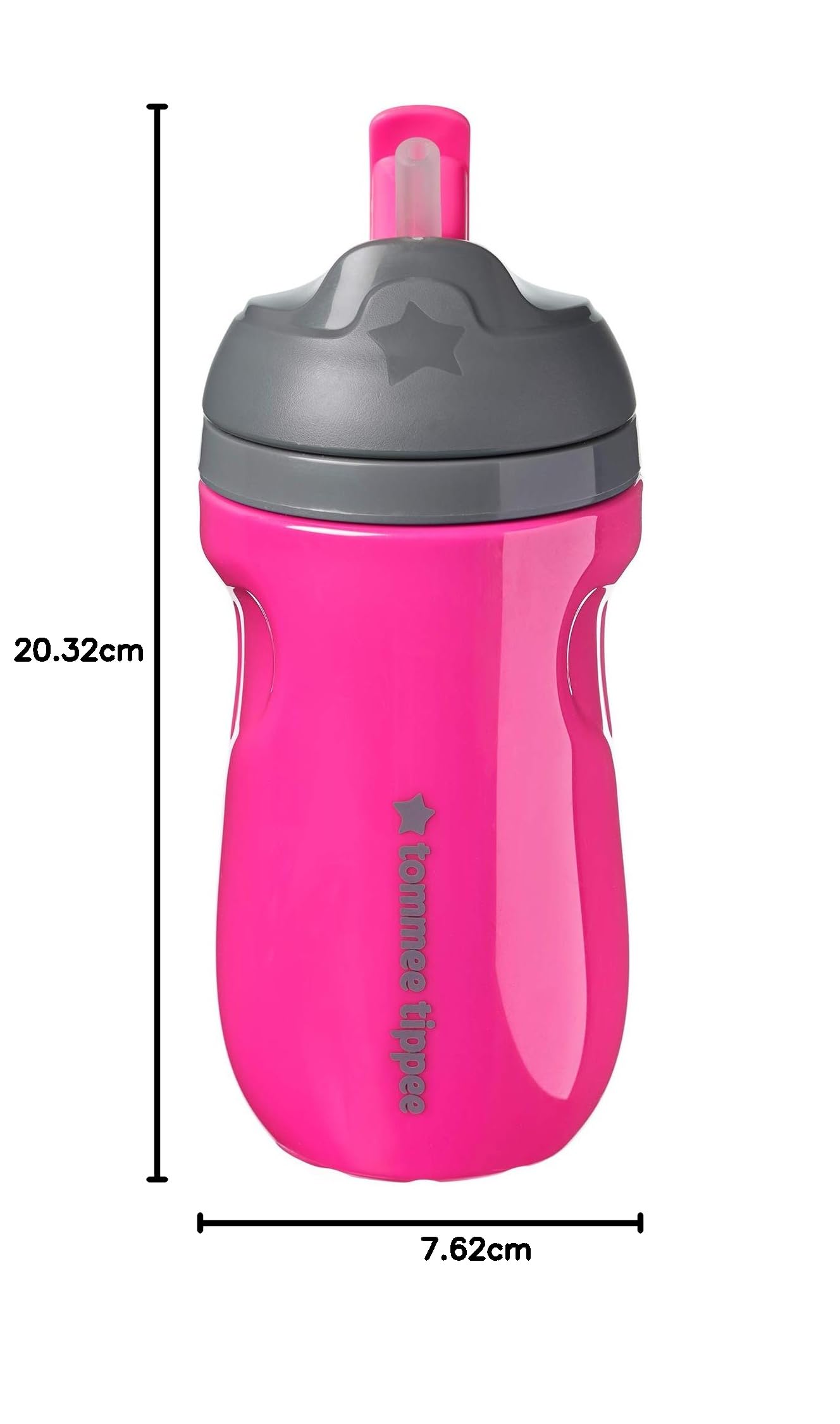 Tommee Tippee Isolierter Trinkbecher mit Strohhalm für Kleinkinder, ab 12 Monaten, 1 Stück, Rosa, 549358