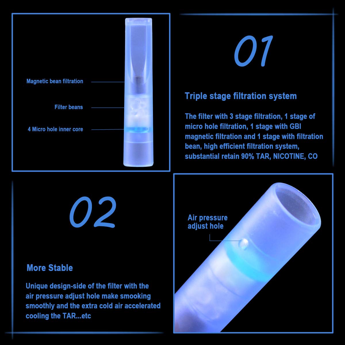 sanda cigarette holder filters SD-256 SANDA Classic Pipe Filters 3.60.8cm...