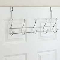 Vista 5 de Home Basics Estante colgante de 5 ganchos para colgar sobre la puerta con pomos de cristal, multiusos para colgar ropa, abrigos, toallas, batas