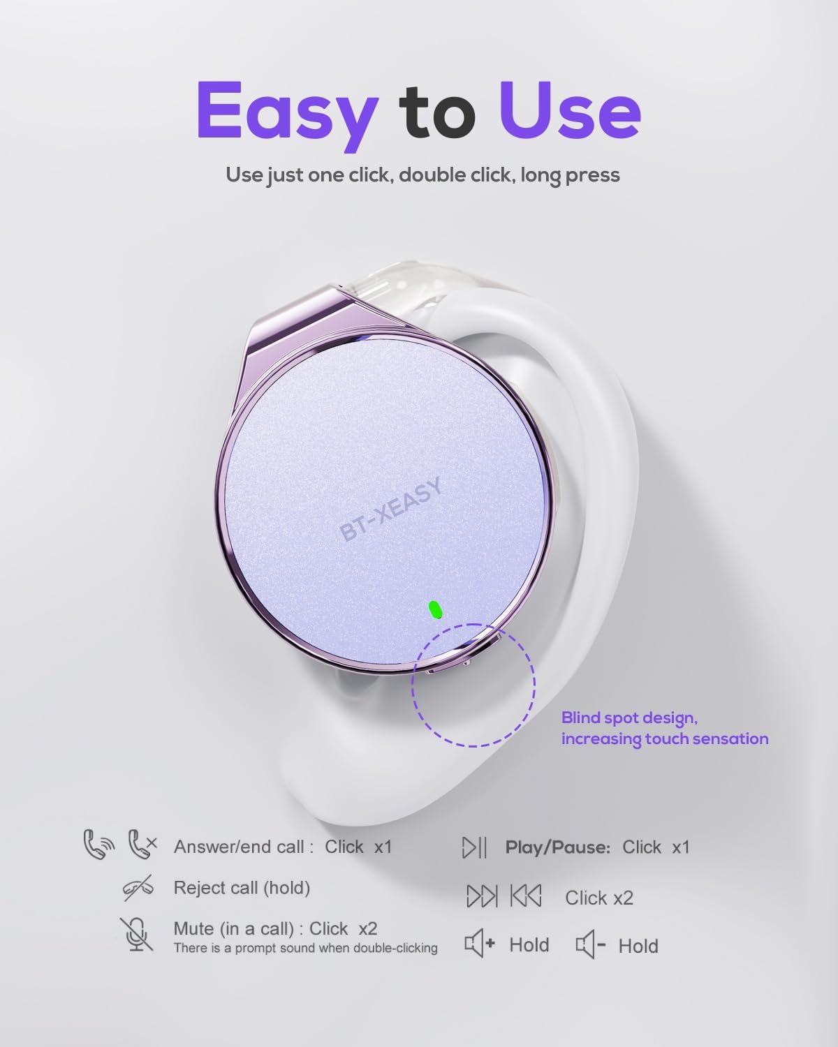 Micool Open Ear Headphones Bluetooth 5.4, Sport On Ear Headphones Wireless, Water-Drop Shaped Noise Cancelling Clip On Headset Bluetooth with Long Battery Life, Comfort Fit 4 Microphones Earphones - Image 3