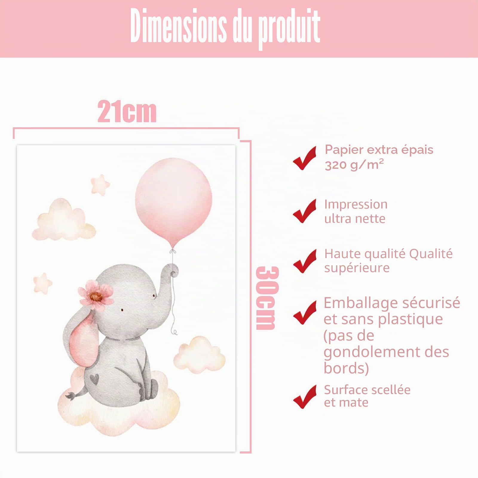 Zamety 3 Pièces Decoration Chambre Bebe Affiches, Animaux Affiche Chambre Bebe, A4 Tableau Chambre Enfant Poster, Tableau Animaux pour Deco Chambre Bebe, Sans Cadre, 21 x 30 cm