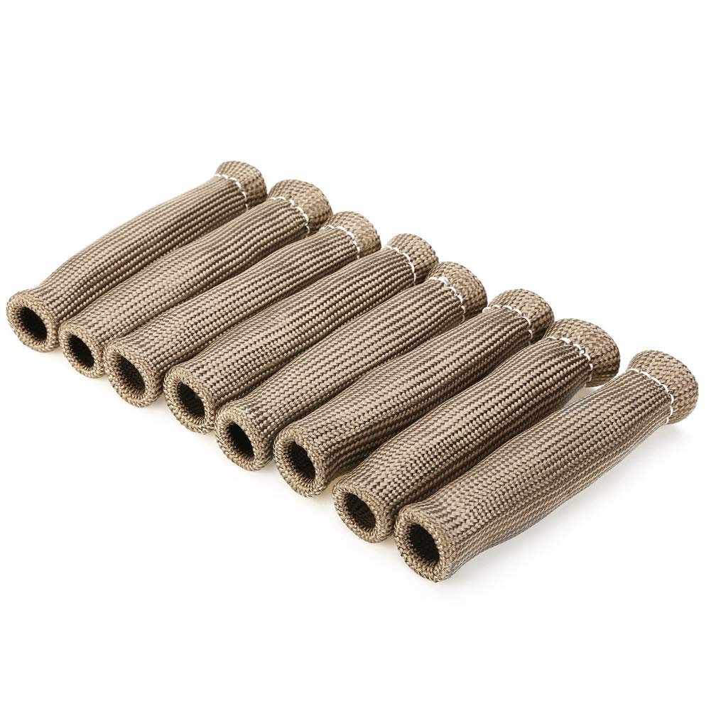 Deeabo8Pcs 2500° Spark Plug Wire Boots Protector Sleeve Heat Shield Cover High Temperature Automobile Spark Plug Wire Protection Cover for LS1/LS2, Titanium
