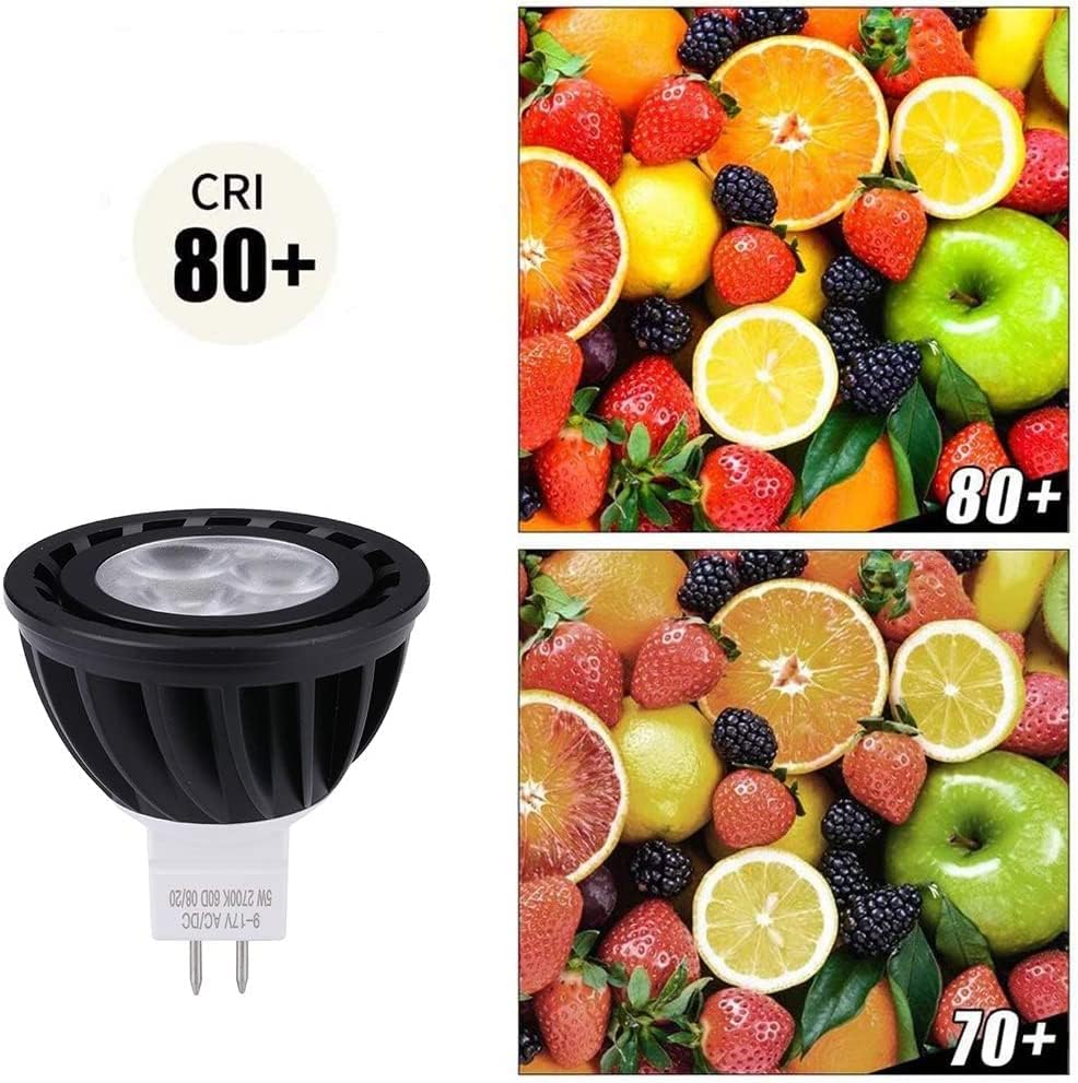 Miniatura 5 de Arrownine Bombilla LED MR16 de 5 W, resistente al agua, IP65, bajo voltaje 9-17 V CACC, base regulable GU5.3 bi-pin para bombillas empotradas de