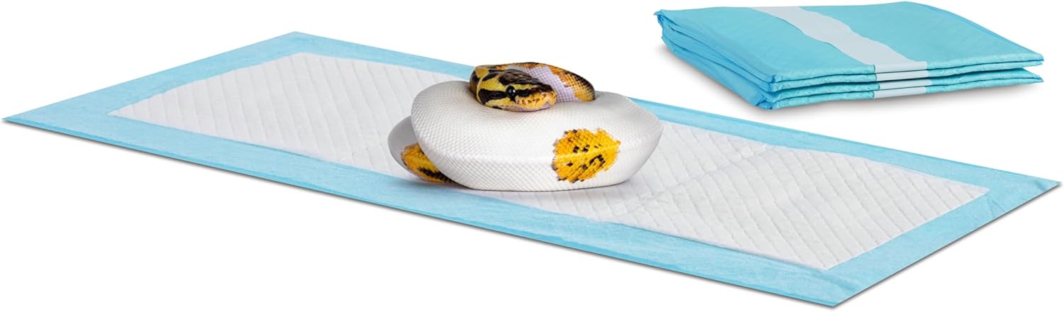 Disposable Reptile Pads, Absorbent Tub Liner Bedding Mats for Snakes, Lizards, Geckos & Tortoises, Hygienic Pet Habitat Substrate Sheets, 16.75″ x 6″ 5 Pack