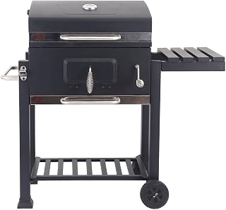 Large Square Portable Charcoal Grill Side Table for Outdoor BBQ Picnics Camping