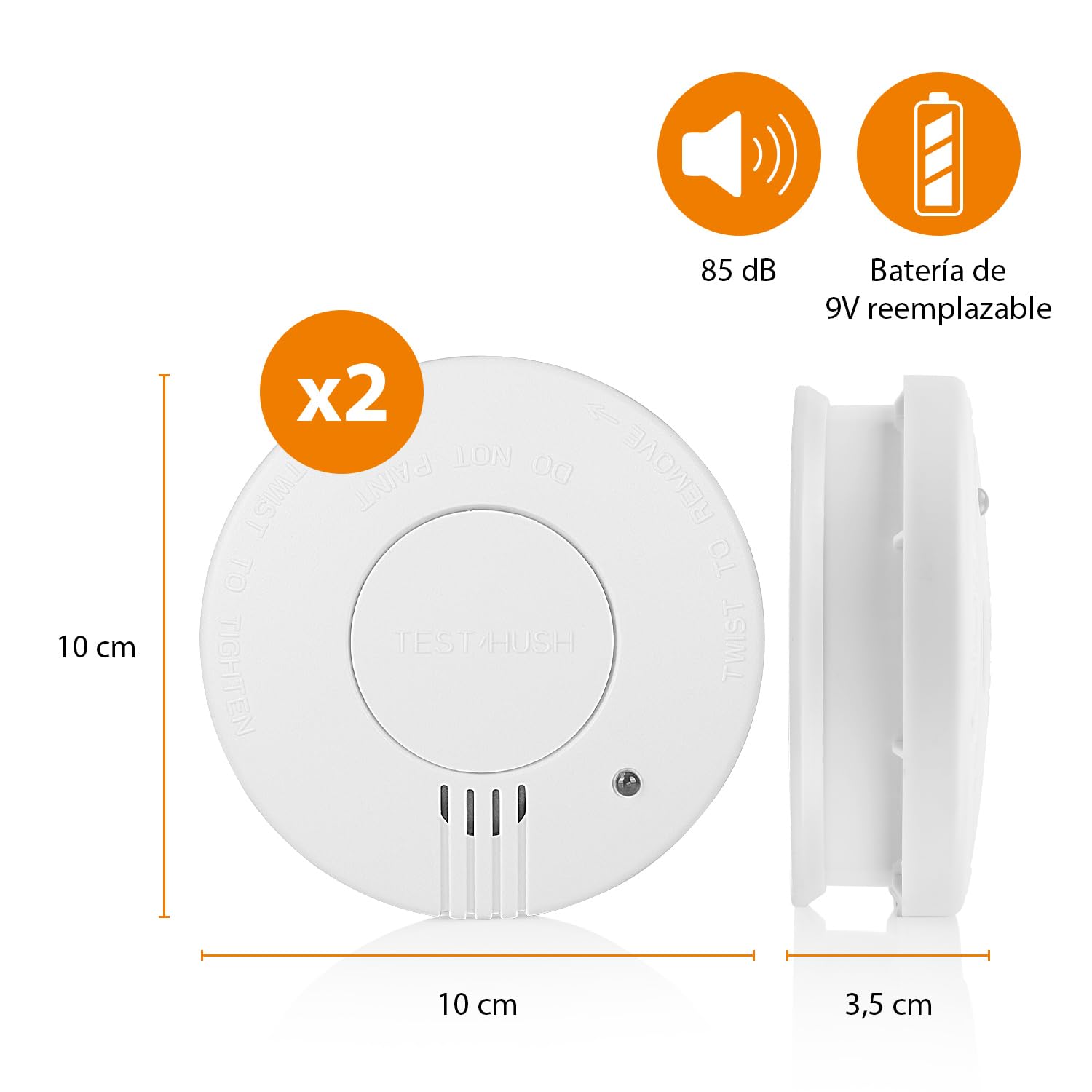 Smartwares Juego de 2 detectores de Humo- Sensores ópticos 10 años - Pilas reemplazables 5 años - FSM-11517