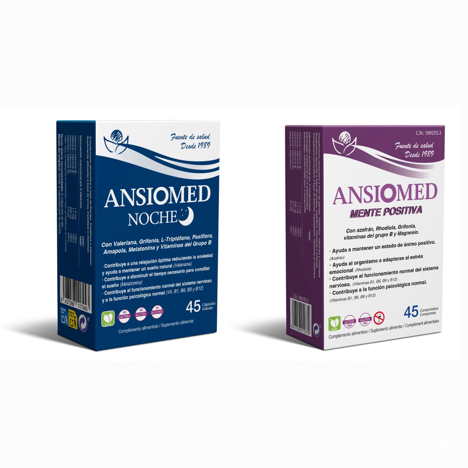 Pack Especial Ansiomed Día y Noche - Ansiomed Mente Positiva + Noche- Ayuda a un Estado de Ánimo Positivo en Momentos de Estrés y Contribuye a la Relajación Óptima