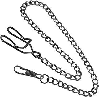 SynHHergyx Pocket Watch Chain Vintage Metal Watch Chain Vest Chains Black Clip (14.5 Inch)